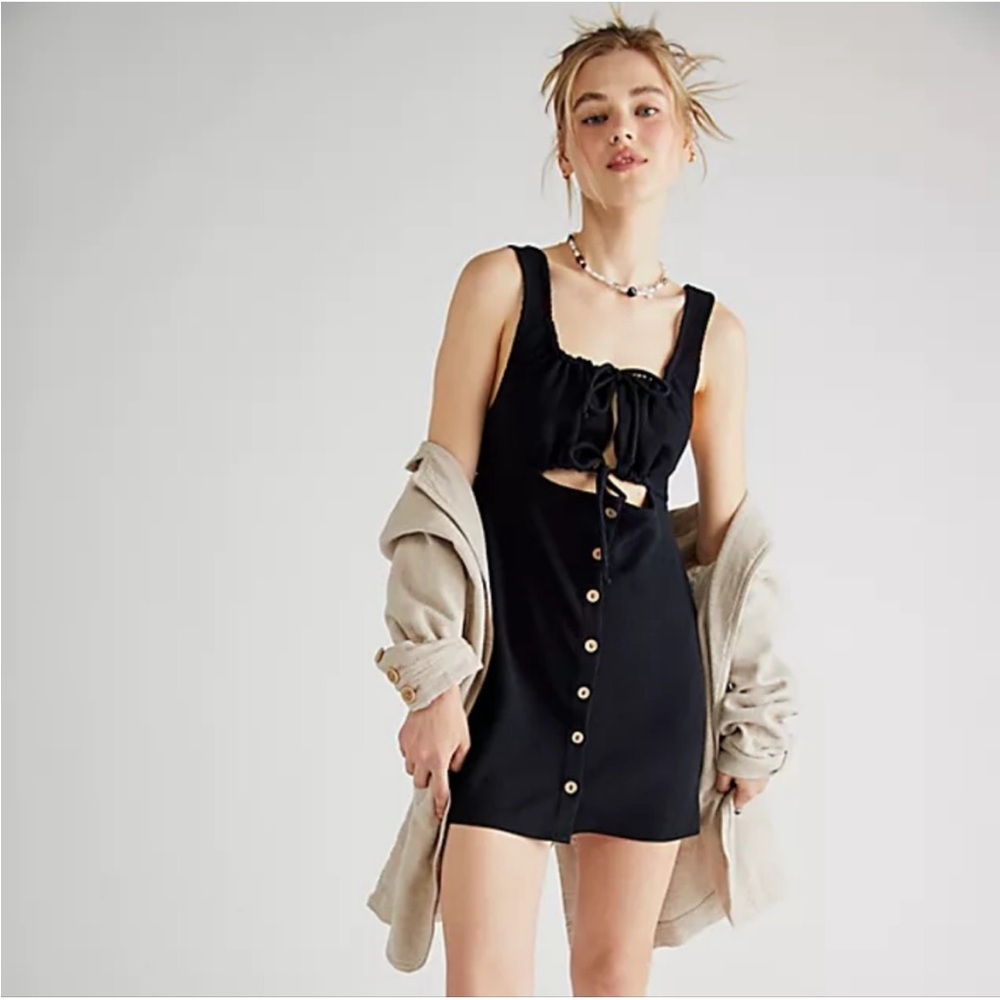 Free people beach Olivia cutout Black Button-Front Dress